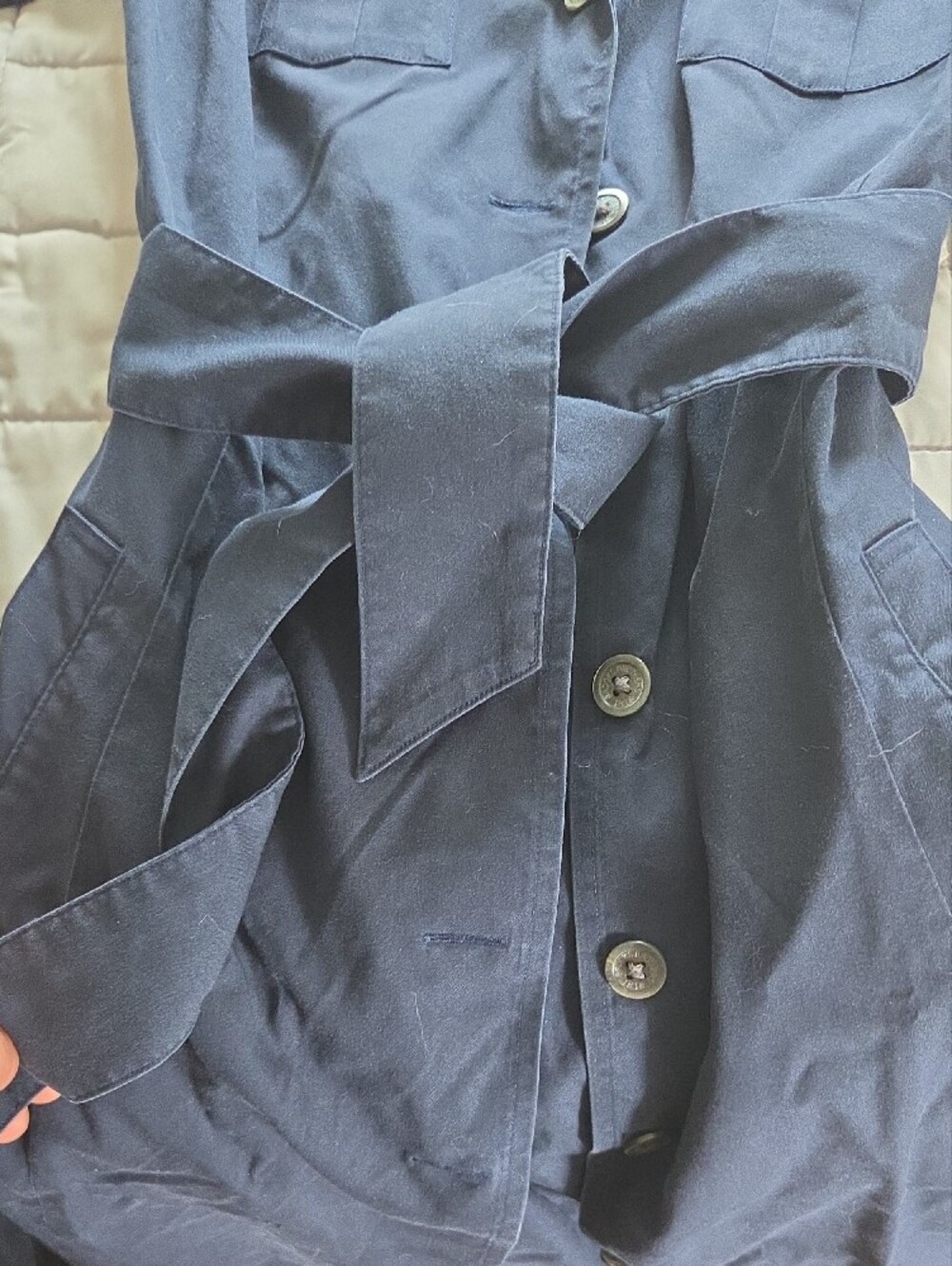 Brooks Brothers Navy Utility Trench Coat with Belt - Picture 4 of 6